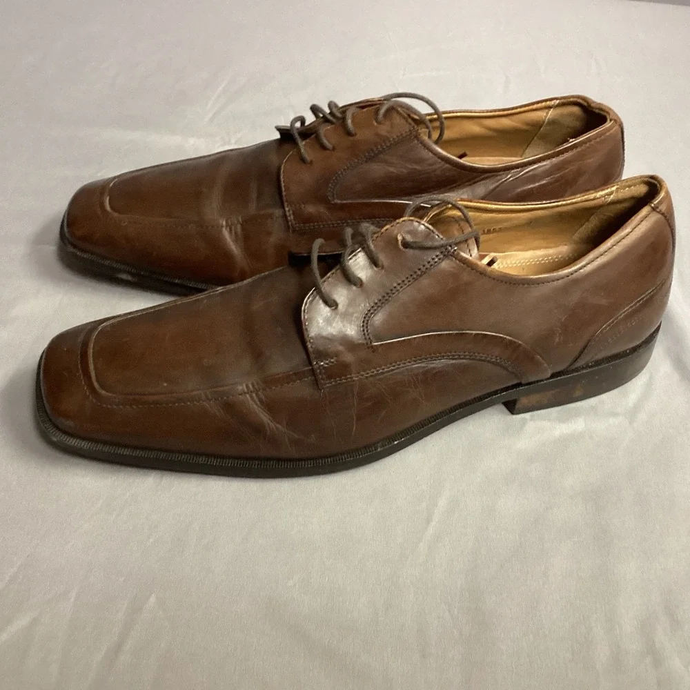 Florsheim Brown Leather Dress Shoes Square Toe‎ Oxfords Lace Up 9.5 D
